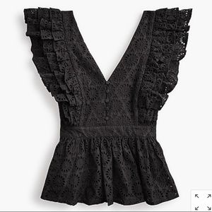 J.Crew Collection Flutter Sleeve top in eyelet s4